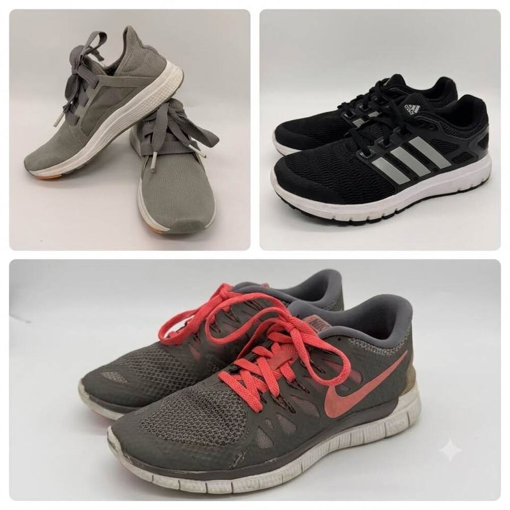 Sz 5.5 Women 3 PAIR SNEAKER ATHLETIC SHOES BUNDLE - Adidas & Nike